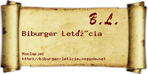Biburger Letícia névjegykártya